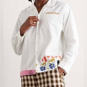 Story mfg. Greetings Block Print Greetings Shirt Ecru Picnic Size XL Unisex